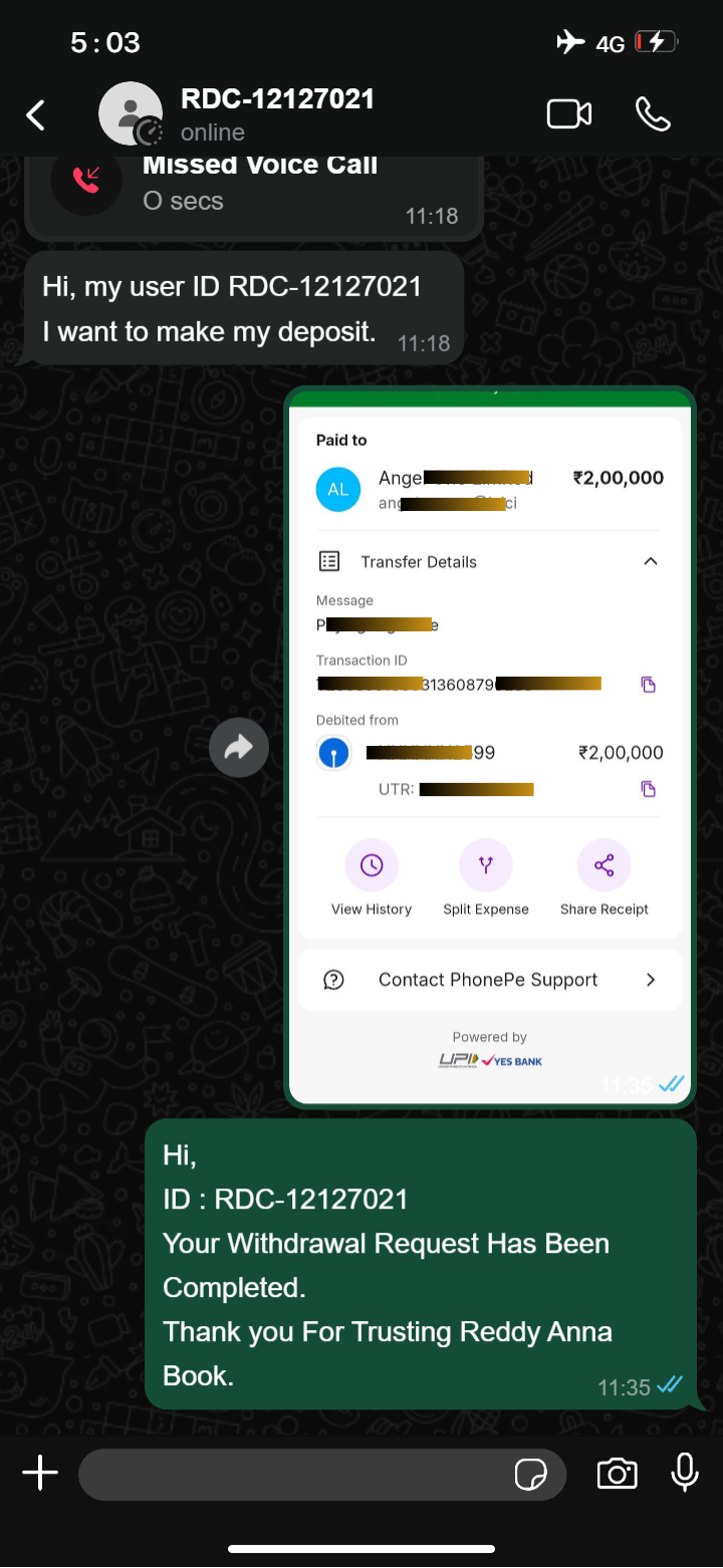 ReddyBook withdrawal proof